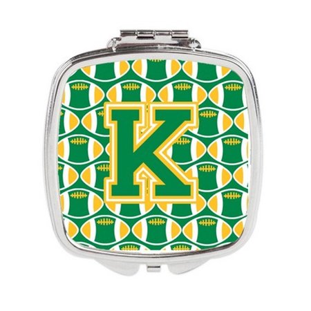 CAROLINES TREASURES Letter K Football Green and Gold Compact Mirror CJ1069-KSCM